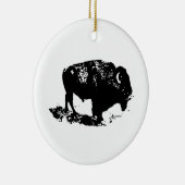 Pop Art Schwarz-weiß Buffalo Bison Silhouette Keramikornament (Rechts)