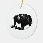 Pop Art Schwarz-weiß Buffalo Bison Silhouette Keramikornament (Links)