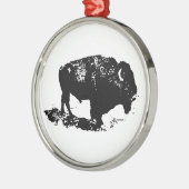 Pop Art Schwarz-weiß Buffalo Bison Silhouette Ornament Aus Metall (Links)