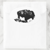 Pop Art Schwarz-weiß Buffalo Bison Silhouette Ovaler Aufkleber (Tasche)