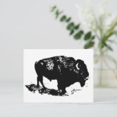 Pop Art Schwarz-weiß Buffalo Bison Silhouette Postkarte (Stehend Vorderseite)