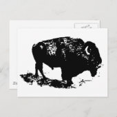 Pop Art Schwarz-weiß Buffalo Bison Silhouette Postkarte (Vorne/Hinten)