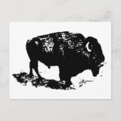 Pop Art Schwarz-weiß Buffalo Bison Silhouette Postkarte (Vorderseite)