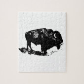 Pop Art Schwarz-weiß Buffalo Bison Silhouette Puzzle (Vertikal)