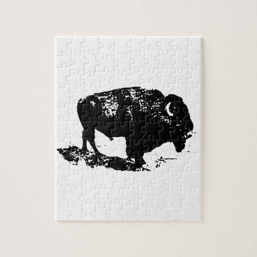 Pop Art Schwarz-weiß Buffalo Bison Silhouette Puzzle (Vertikal)