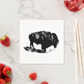 Pop Art Schwarz-weiß Buffalo Bison Silhouette Serviette (Beispiel)