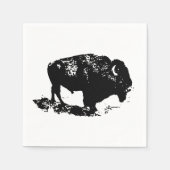 Pop Art Schwarz-weiß Buffalo Bison Silhouette Serviette (Vorderseite)
