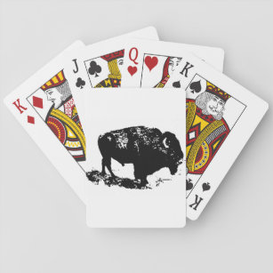 Pop Art Schwarz-weiß Buffalo Bison Silhouette Spielkarten
