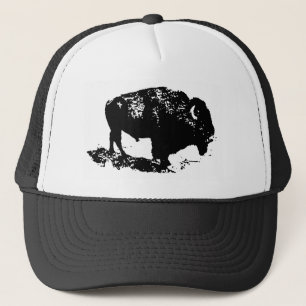 Pop Art Schwarz-weiß Buffalo Bison Silhouette Truckerkappe