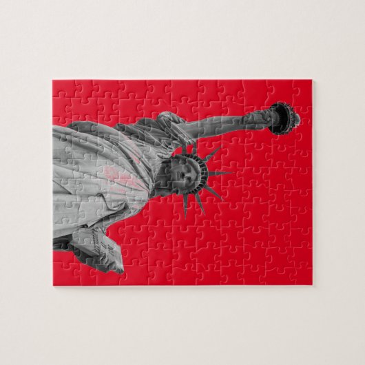 Pop Art Schwarz-weiße Freiheitsstatue Puzzle (Horizontal)