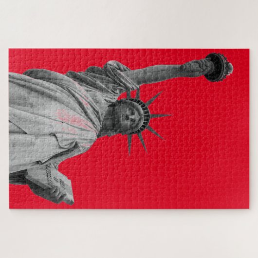 Pop Art Schwarz-weiße Freiheitsstatue Puzzle (Horizontal)