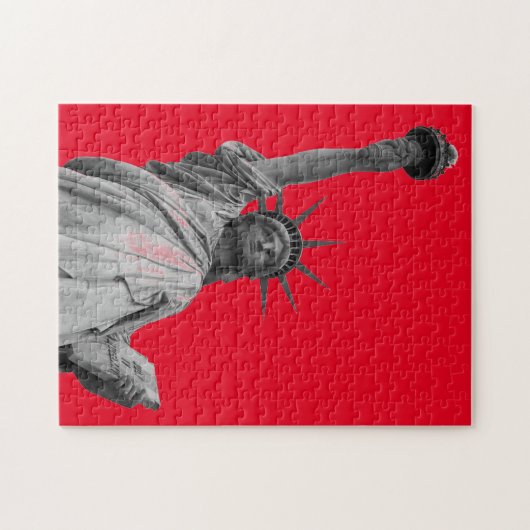 Pop Art Schwarz-weiße Freiheitsstatue Puzzle (Horizontal)