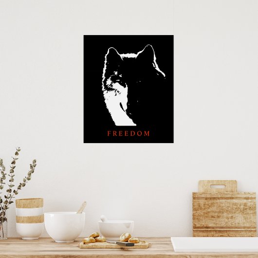 Pop Art Schwarz-weiße Motivierend Wolf Poster druc (Küche)