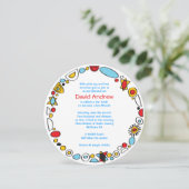 POP ART SCRIBBLY Bar Mitzvah Einladung (Stehend Vorderseite)