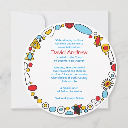 POP ART SCRIBBLY Bar Mitzvah Einladung (Vorderseite)