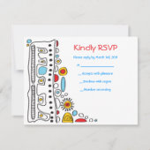 POP ART SCRIBBLY Bat Mitzvah Reply Card RSVP Karte (Vorderseite)