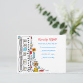 POP ART SCRIBBLY Bat Mitzvah Reply Card RSVP Karte (Stehend Vorderseite)