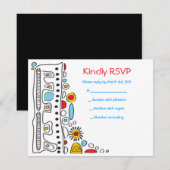 POP ART SCRIBBLY Bat Mitzvah Reply Card RSVP Karte (Vorne/Hinten)