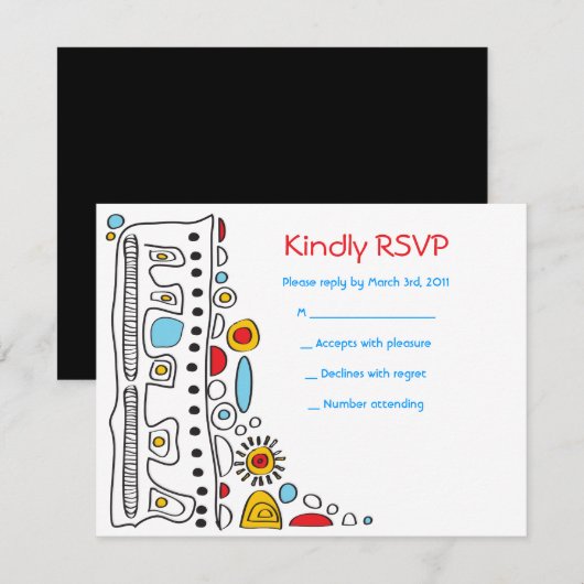 POP ART SCRIBBLY Bat Mitzvah Reply Card RSVP Karte (Vorne/Hinten)