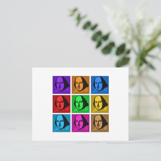 Pop Art Shakespeare Postkarte (Stehend Vorderseite)