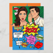 Pop Art Silvester Party Comic Einladung (Vorne/Hinten)