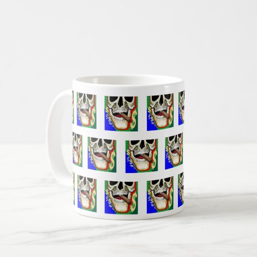 Pop Art Skull Dollar Muster Kaffeetasse (Vorderseite Links)