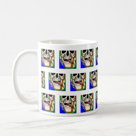 Pop Art Skull Dollar Muster Kaffeetasse (Links)