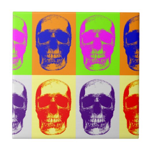 Pop Art Skull Fliese (Vorderseite)