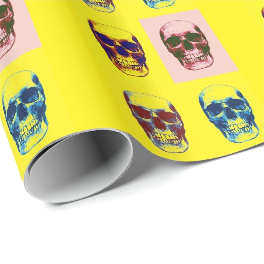 Pop Art Skull Geschenkpapier (Rolleneckpunkt)
