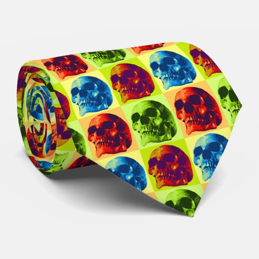 Pop Art Skull Krawatte (Gerollt)