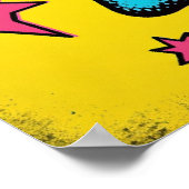 Pop Art Skull mit Neon Halftone Dots Poster (Ecke)