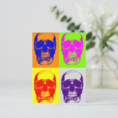 Pop Art Skull Postkarte (Stehend Vorderseite)