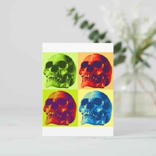 Pop Art Skull Postkarte (Stehend Vorderseite)