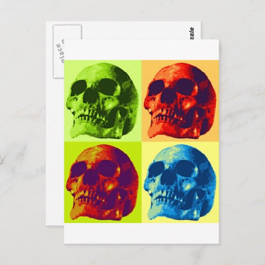 Pop Art Skull Postkarte (Vorne/Hinten)