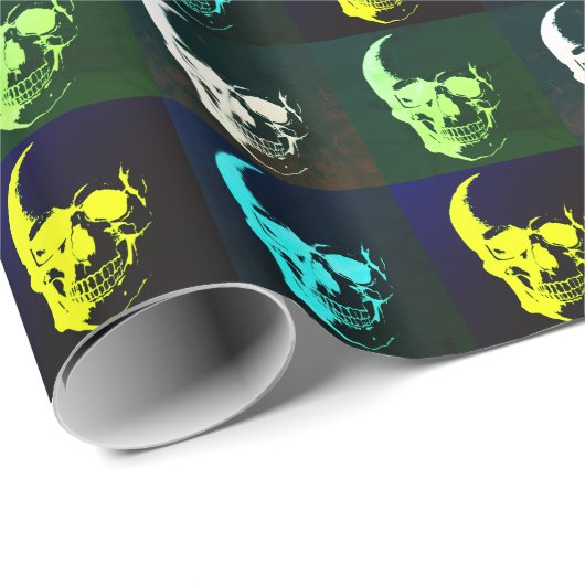 Pop Art Skull Retro Style Geschenkpapier (Rolleneckpunkt)