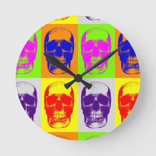 Pop Art Skull Runde Wanduhr (Vorderseite)