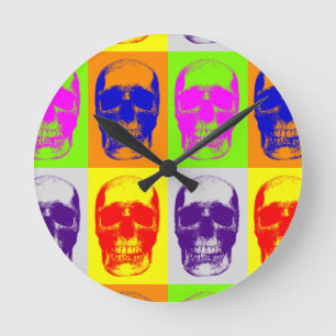 Pop Art Skull Runde Wanduhr