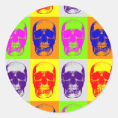 Pop Art Skull Runder Aufkleber (Vorderseite)