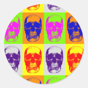 Pop Art Skull Runder Aufkleber