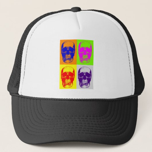 Pop Art Skull Truckerkappe (Vorderseite)