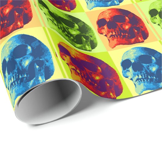 Pop Art Skull Weihnachtswrapping Paper Geschenkpapier (Rolleneckpunkt)