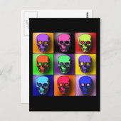 Pop Art Skulls Halloween Design Postkarte (Vorne/Hinten)