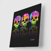 Pop Art SKULLS WALL CLOCK Quadratische Wanduhr (Winkel)