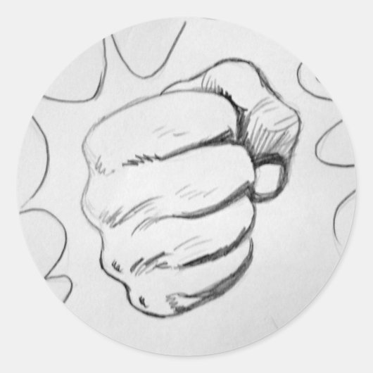 Pop Art Smash Punch Stift Sketch Runder Aufkleber (Vorderseite)