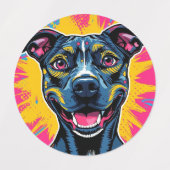 Pop Art Smile - Der Power eines glücklichen Hundes Etiketten (Design 1)