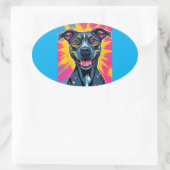 Pop Art Smile - Der Power eines glücklichen Hundes Ovaler Aufkleber (Tasche)