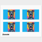 Pop Art Smile - Der Power eines glücklichen Hundes Rechteckiger Aufkleber (Blatt)