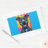 Pop Art Smile - Der Power eines glücklichen Hundes Rechteckiger Aufkleber (Umschlag)