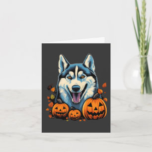 Pop Art Smilling Husky Hund mit Pumpkins Halloween Dankeskarte