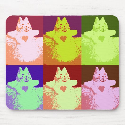 Pop Art Snow Kitty Mousepad (Vorne)